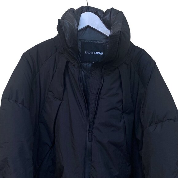 Puffer Jacket Plus Size 2X Black Winter Coat Womens Bomber - Picture 3 of 11